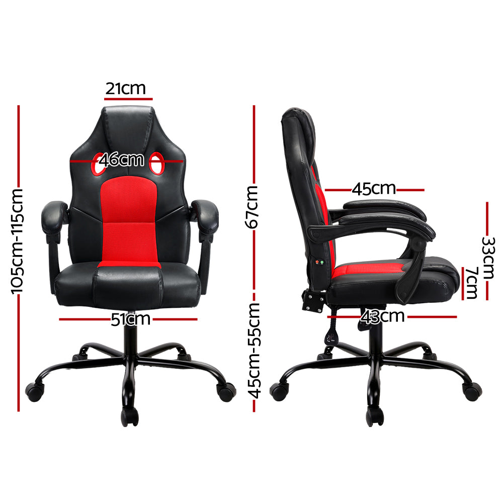 Marlook 2 Point Massage Gaming Office Chair PU Leather Red