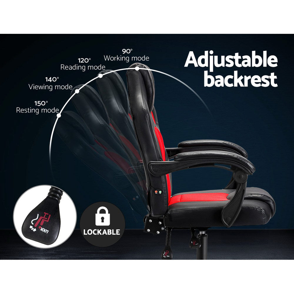 Marlook 2 Point Massage Gaming Office Chair PU Leather Red