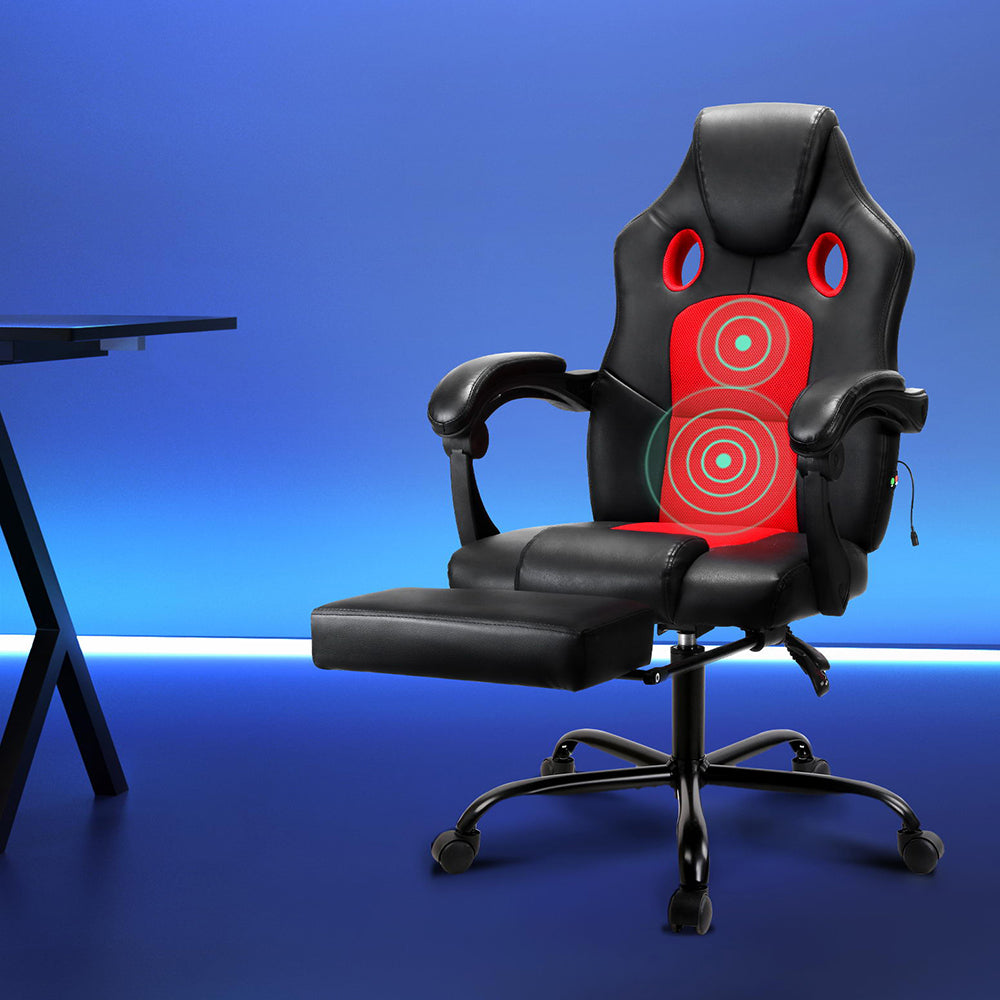 Marlook 2 Point Massage Gaming Office Chair PU Leather Red