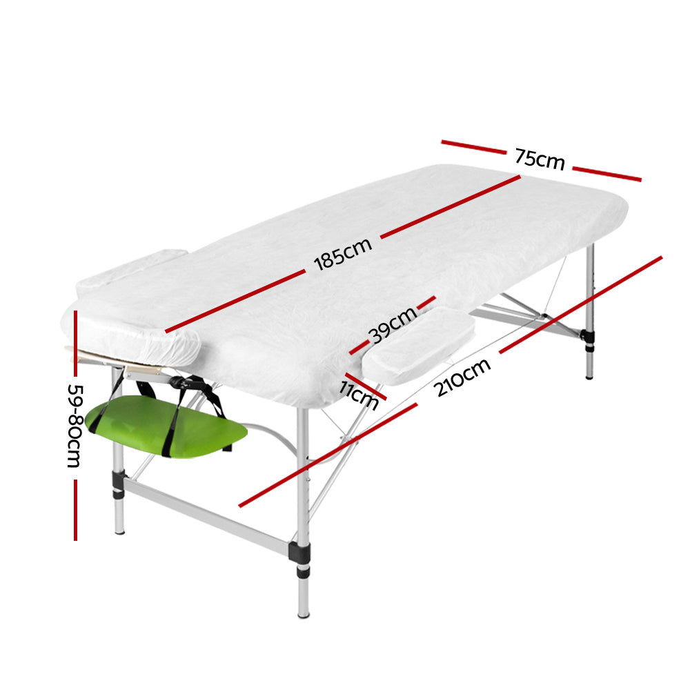 Marlook Massage Table 75cm Portable 3 Fold Aluminium Beauty Bed Green