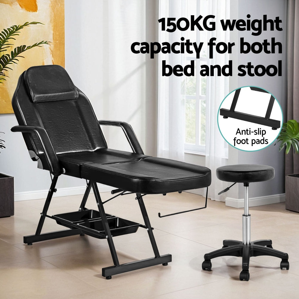 Marlook Massage Table Adjustable Salon Bed Chair 3-Fold Black