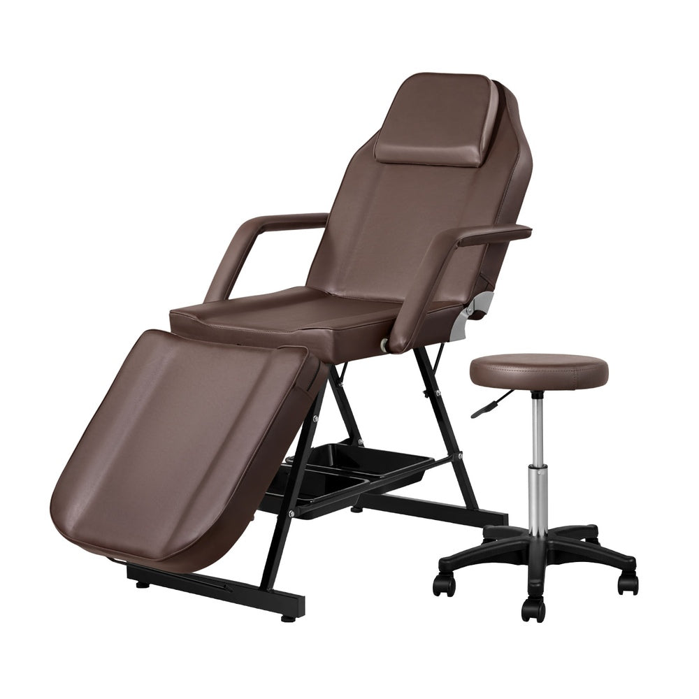 Marlook Massage Table Adjustable Salon Bed Chair 3-Fold Brown