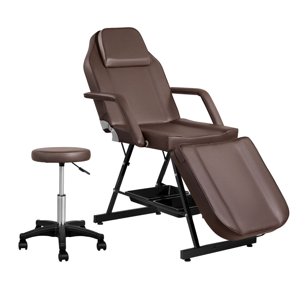 Marlook Massage Table Adjustable Salon Bed Chair 3-Fold Brown