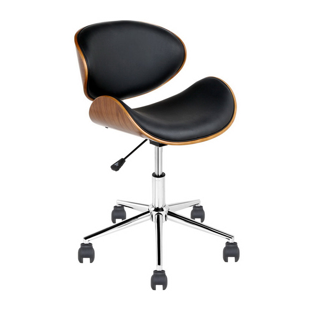 Marlook Wooden Office Chair Leather Seat Black