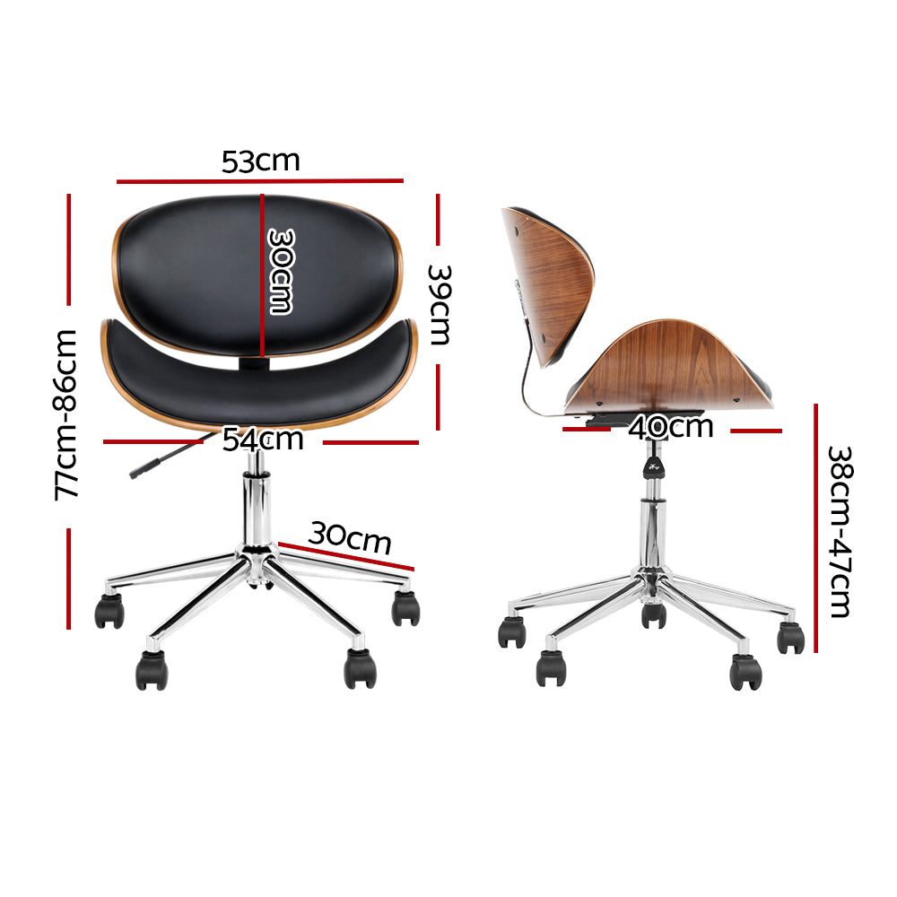 Marlook Wooden Office Chair Leather Seat Black