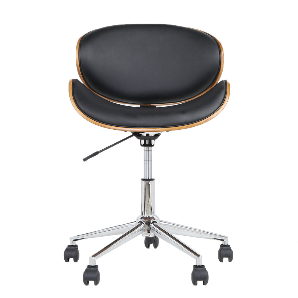 Marlook Wooden Office Chair Leather Seat Black