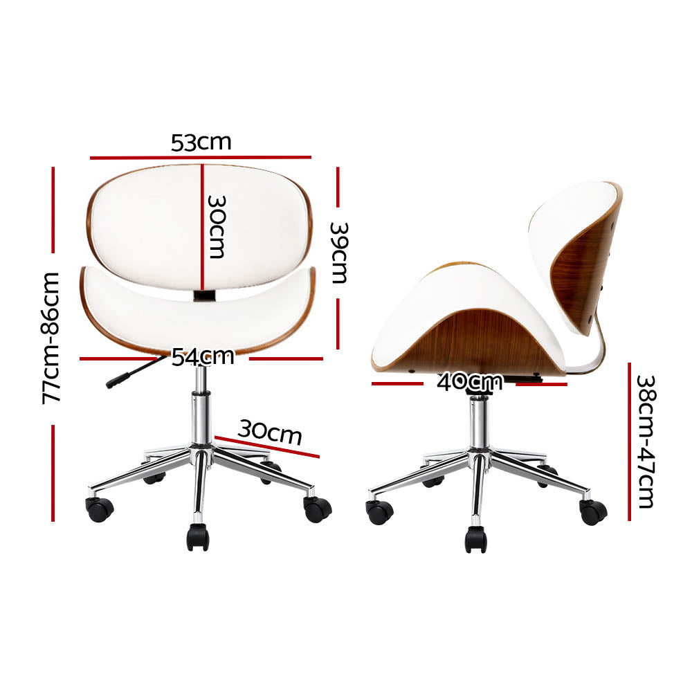 Marlook Wooden Office Chair Leather Seat White
