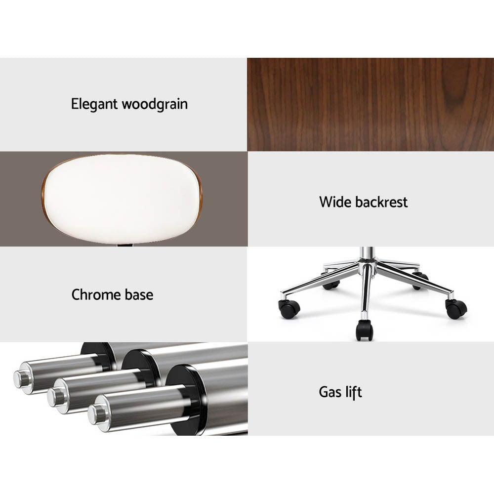 Marlook Wooden Office Chair Leather Seat White