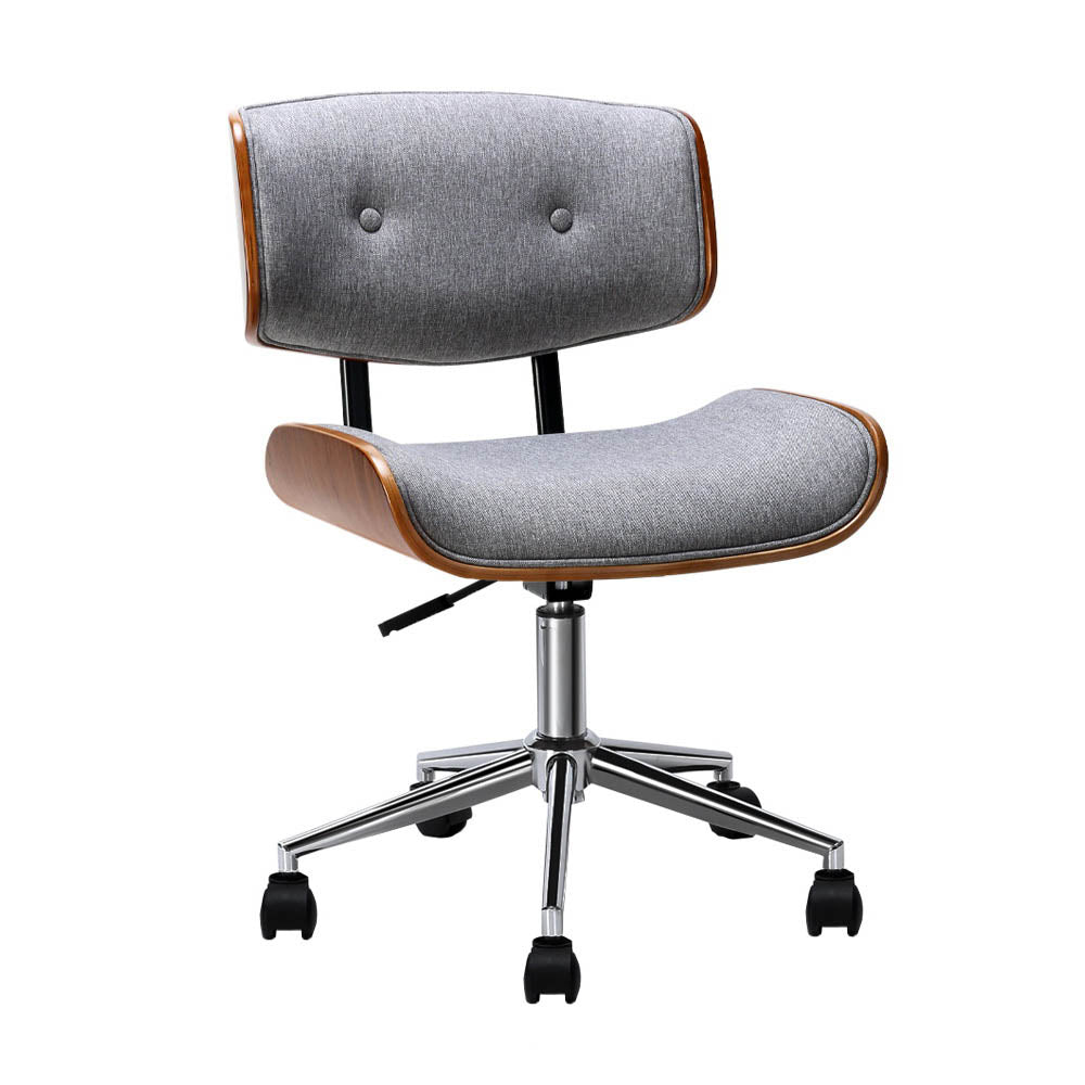 Marlook Wooden Office Chair Fabric Seat Grey