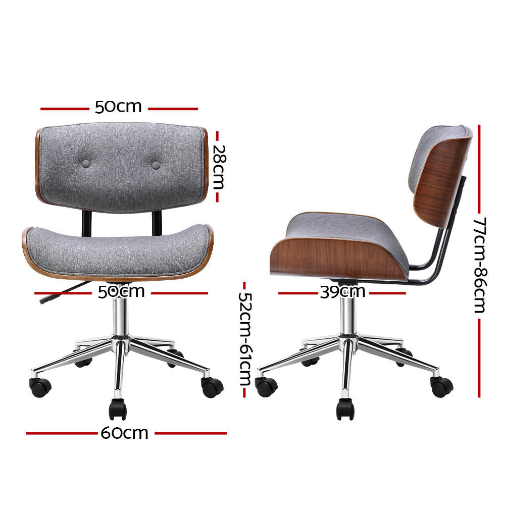 Marlook Wooden Office Chair Fabric Seat Grey