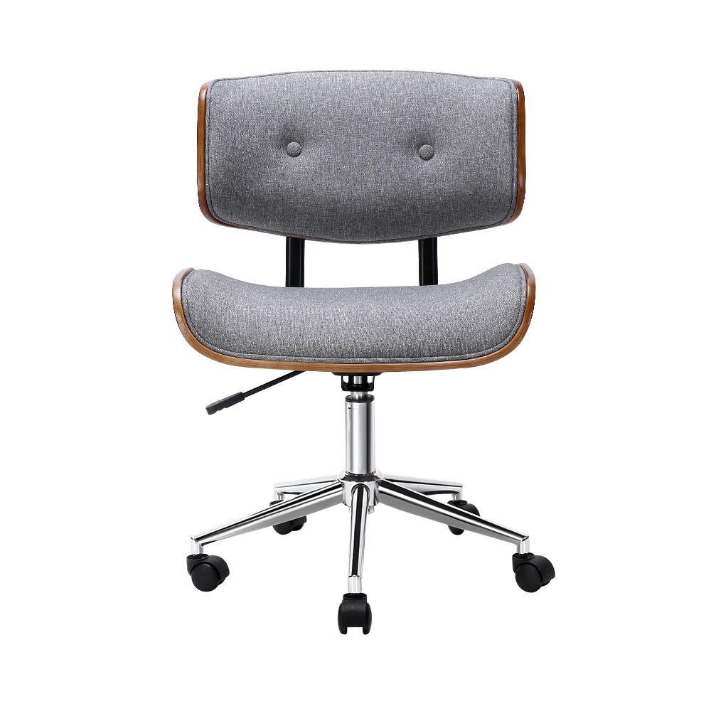 Marlook Wooden Office Chair Fabric Seat Grey