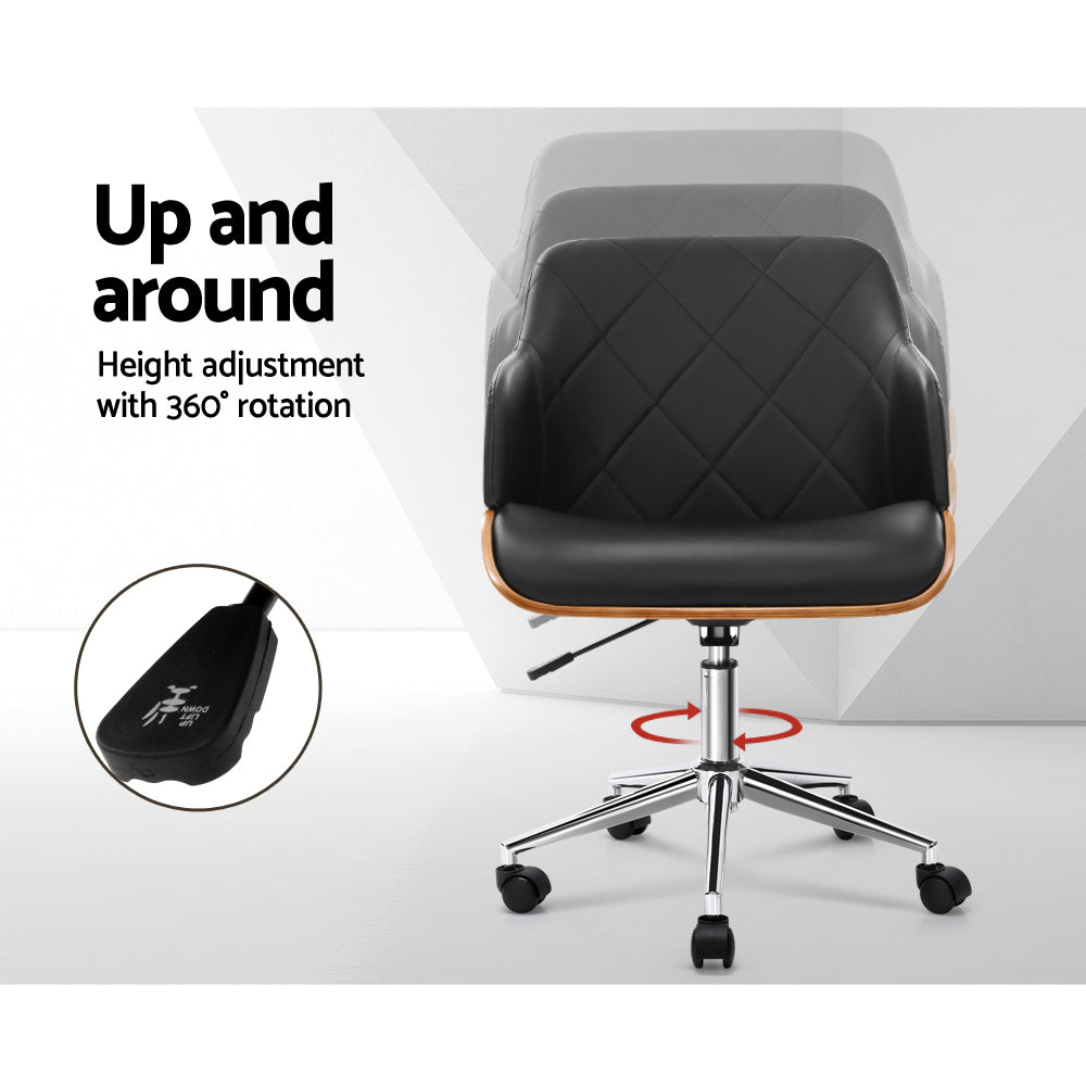 Marlook Wooden Office Chair Fabric Seat Black