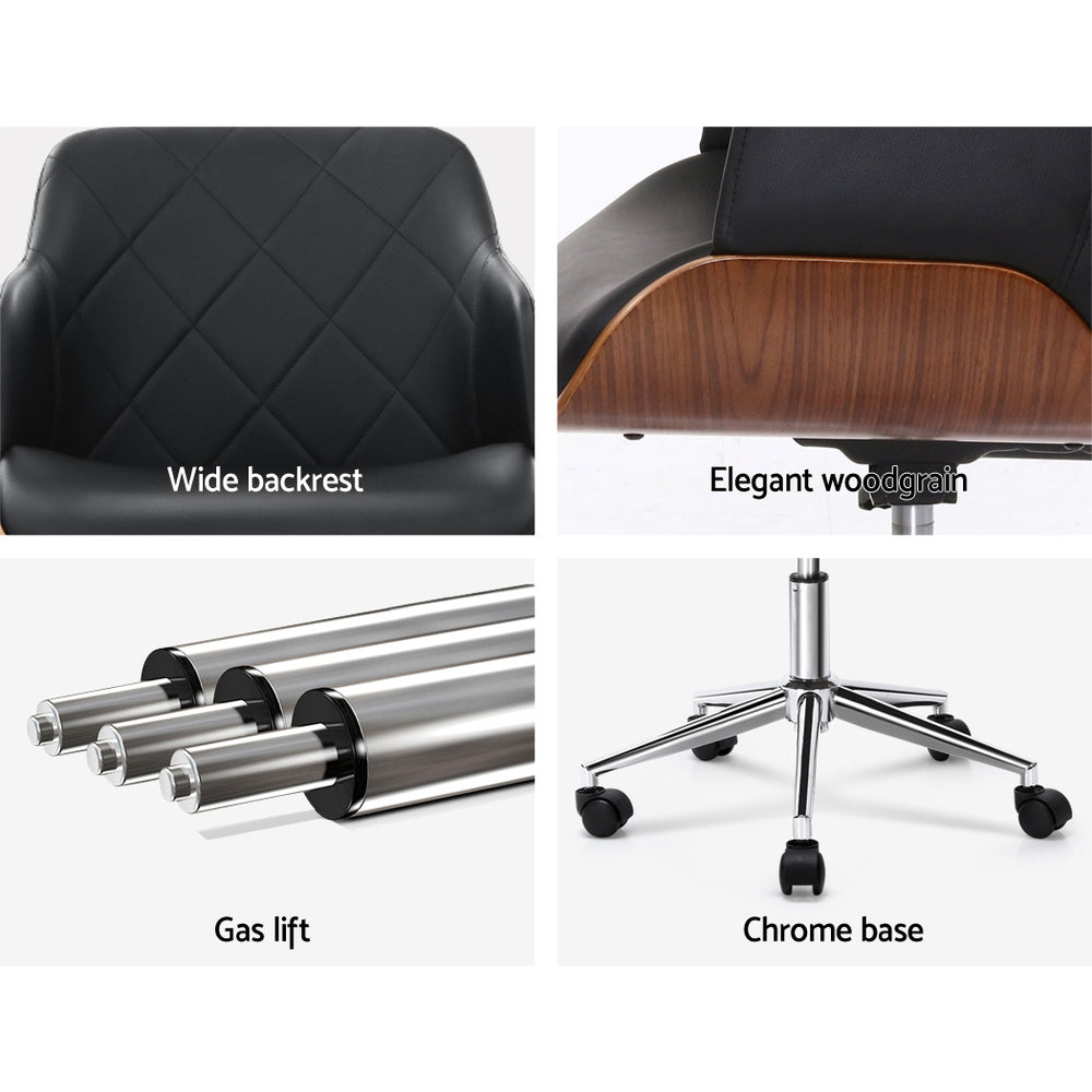 Marlook Wooden Office Chair Fabric Seat Black