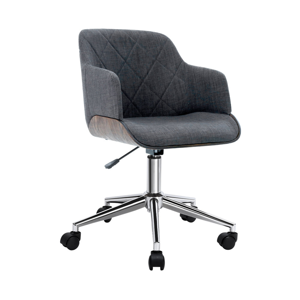Marlook Wooden Office Chair Fabric Seat Grey