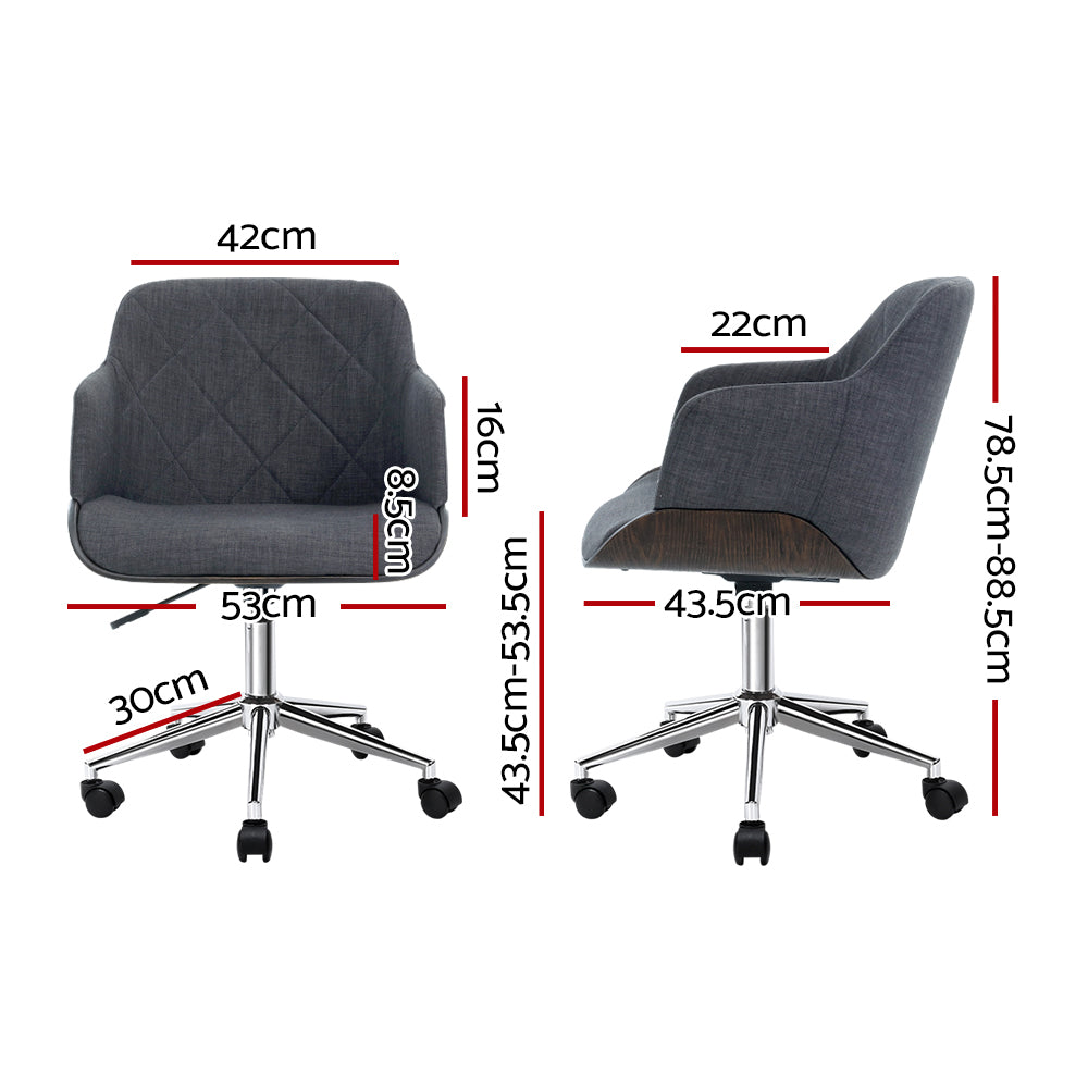 Marlook Wooden Office Chair Fabric Seat Grey
