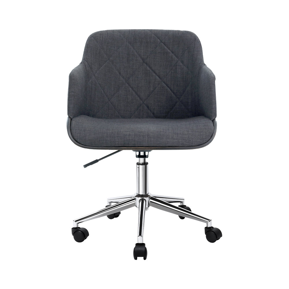 Marlook Wooden Office Chair Fabric Seat Grey