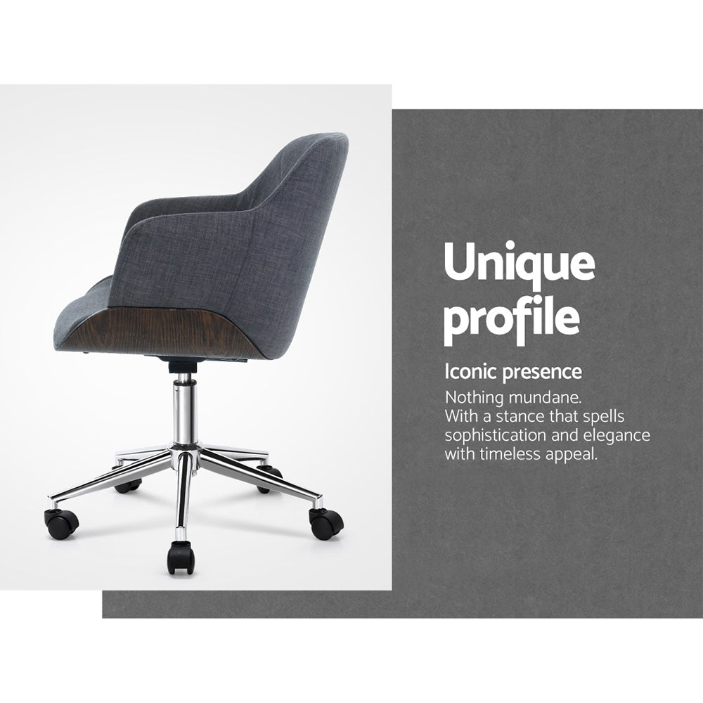 Marlook Wooden Office Chair Fabric Seat Grey