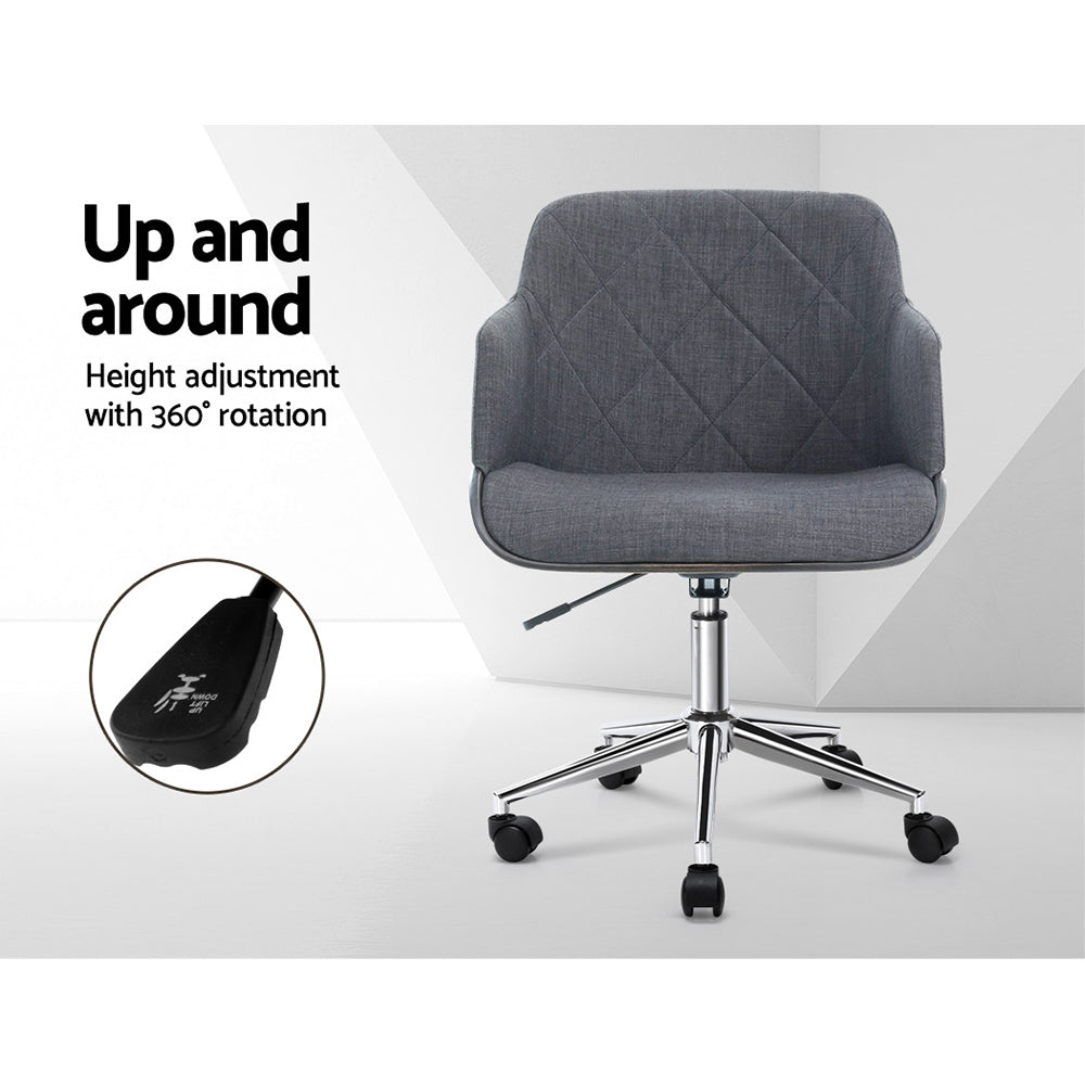Marlook Wooden Office Chair Fabric Seat Grey