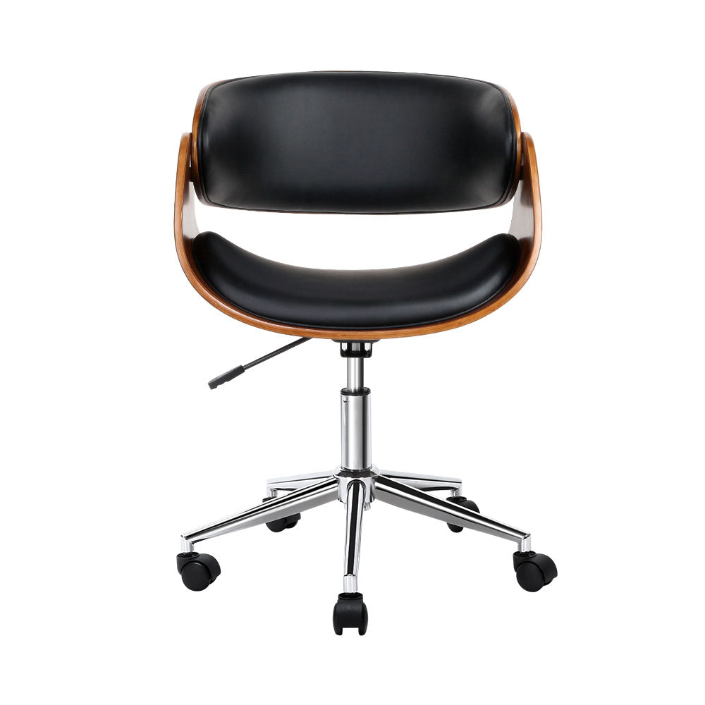 Marlook Wooden Office Chair Leather Seat Black