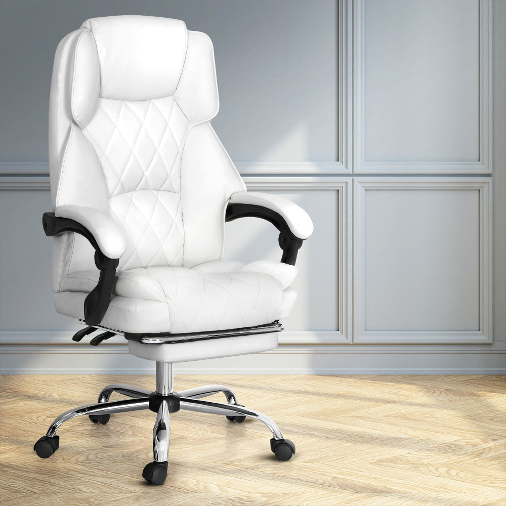 Marlook Executive Office Chair Leather Footrest White