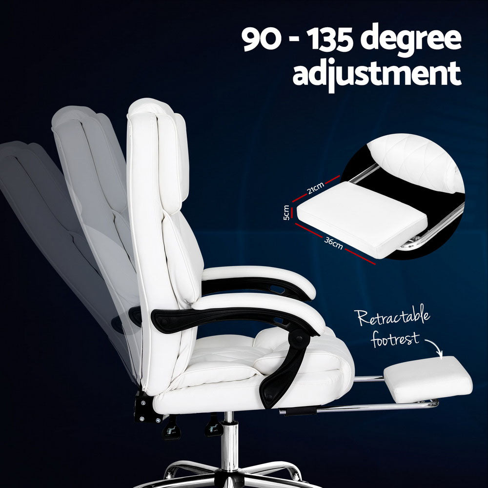 Marlook Executive Office Chair Leather Footrest White