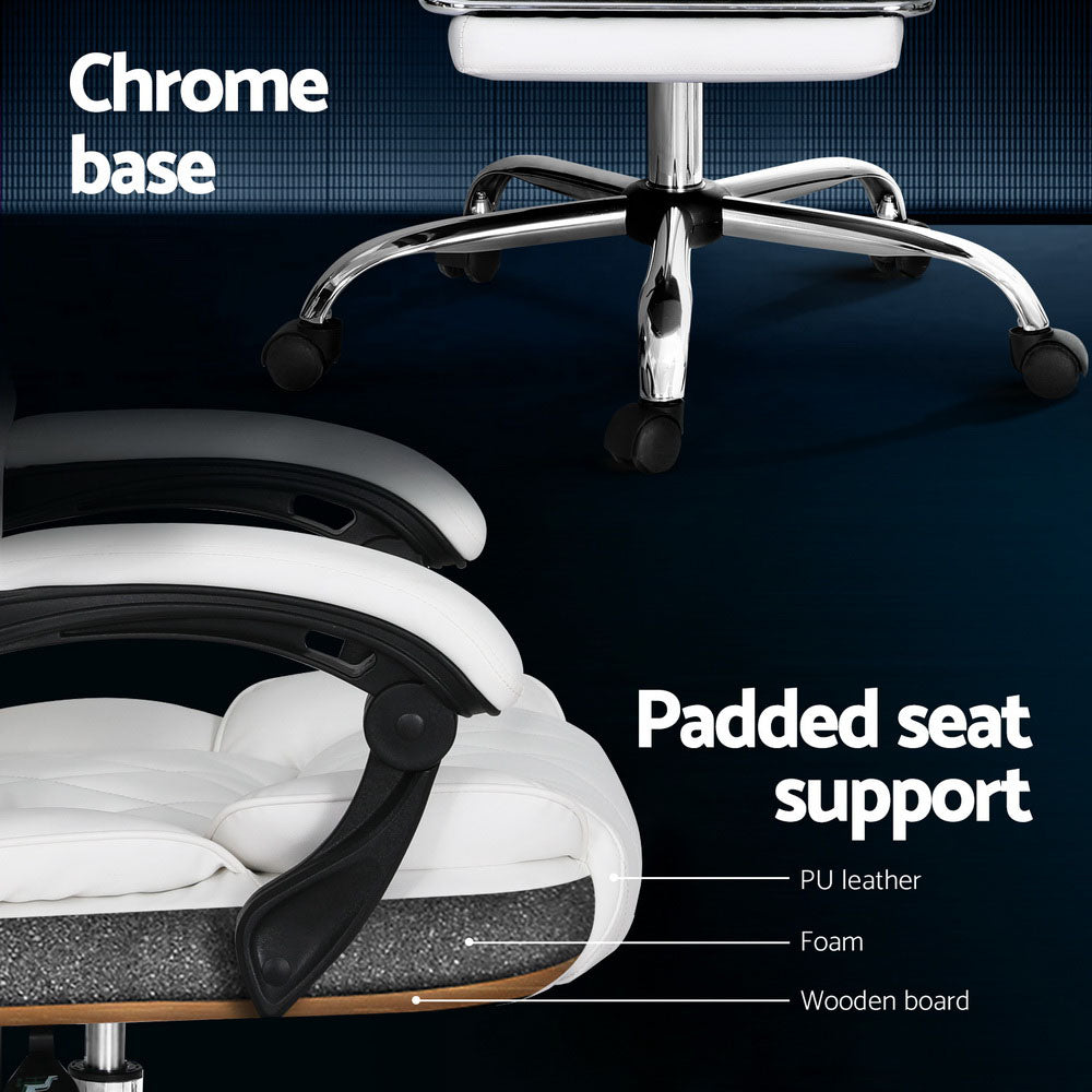 Marlook Executive Office Chair Leather Footrest White