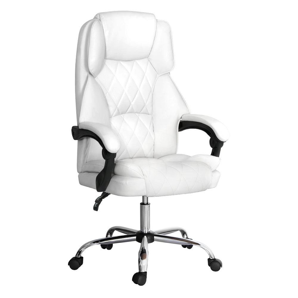 Marlook Executive Office Chair Leather Recliner White