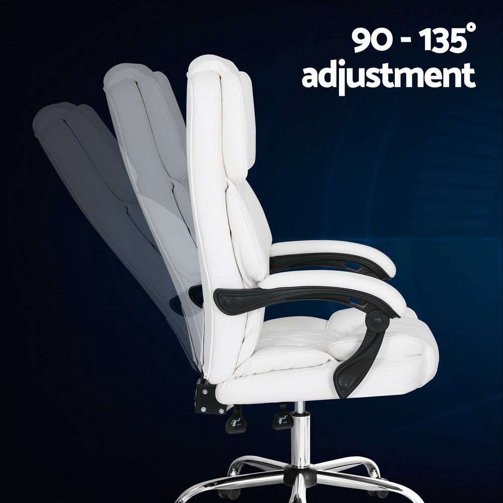 Marlook Executive Office Chair Leather Recliner White
