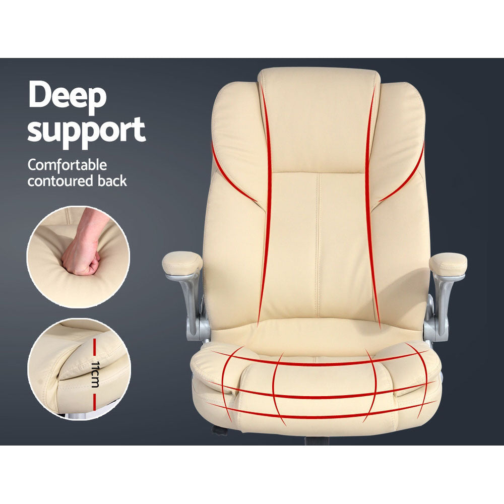 Marlook Executive Office Chair Leather Tilt Beige
