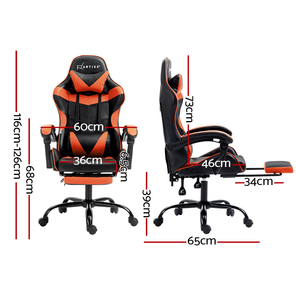 Marlook Gaming Office Chair Executive Computer Leather Chairs Footrest Orange