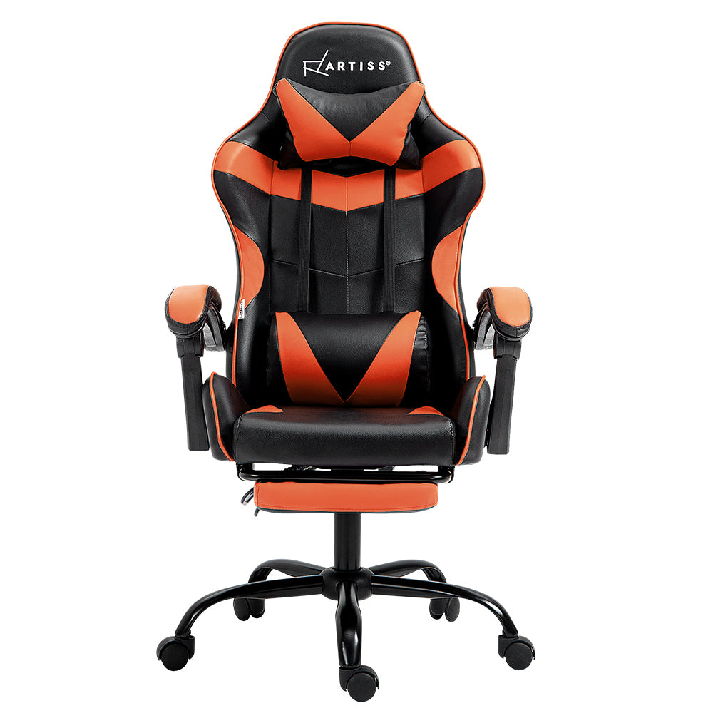 Marlook Gaming Office Chair Executive Computer Leather Chairs Footrest Orange