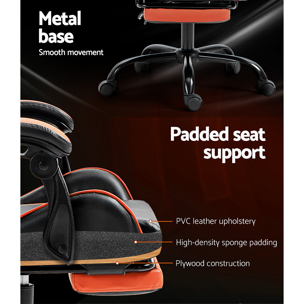 Marlook Gaming Office Chair Executive Computer Leather Chairs Footrest Orange