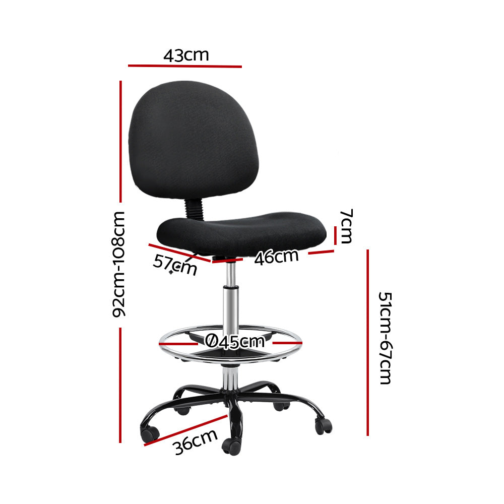 Marlook Office Chair Drafting Stool Fabric Chairs Black