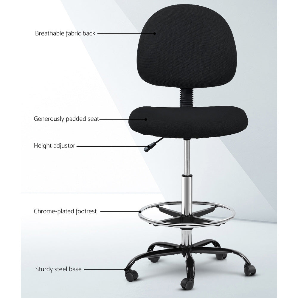 Marlook Office Chair Drafting Stool Fabric Chairs Black