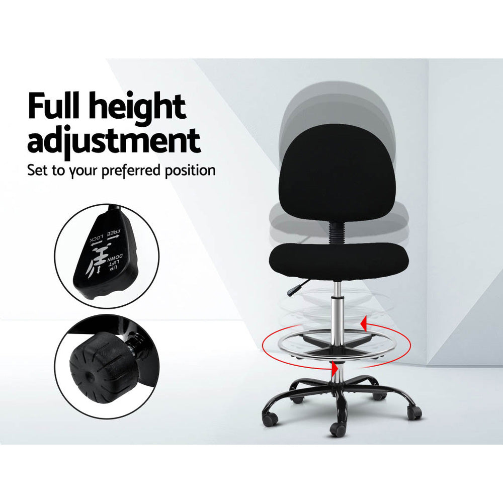 Marlook Office Chair Drafting Stool Fabric Chairs Black