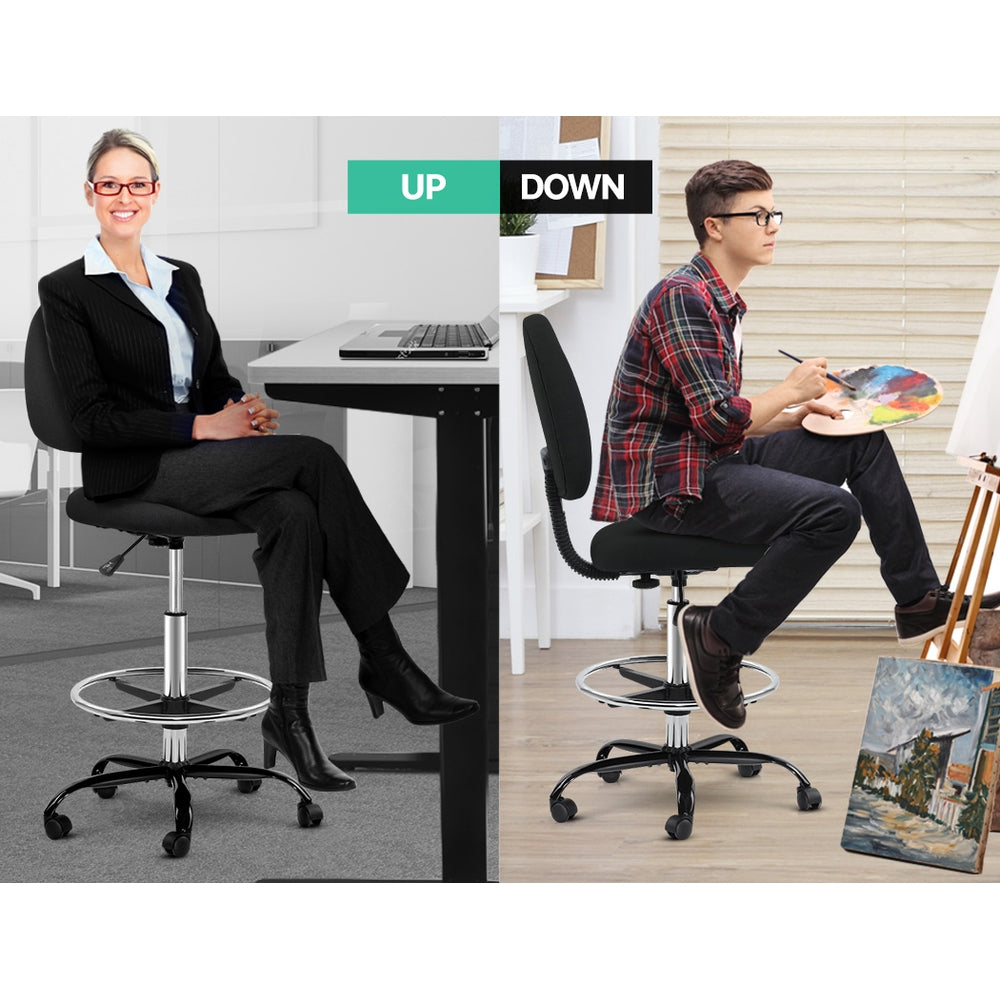 Marlook Office Chair Drafting Stool Fabric Chairs Black