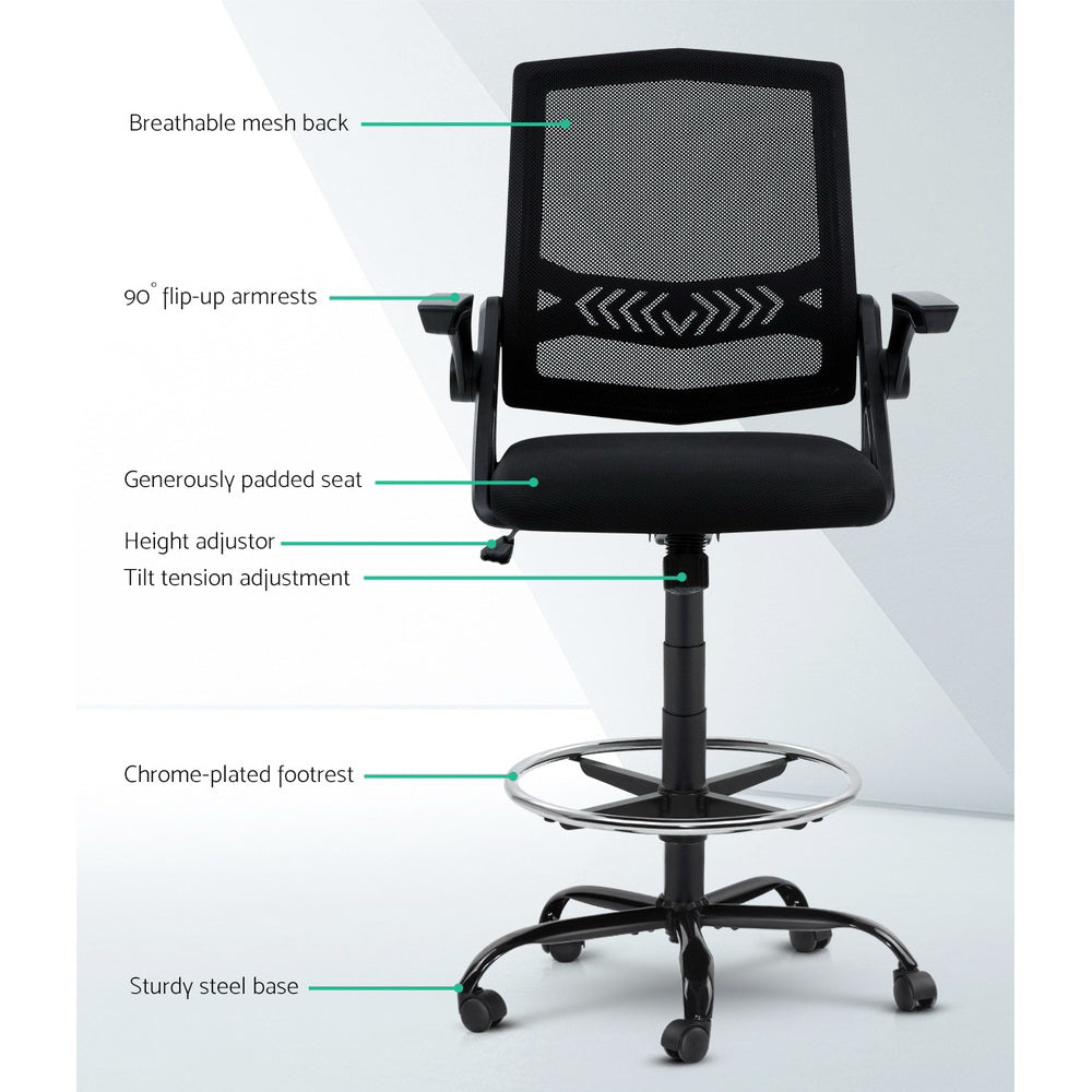 Marlook Office Chair Drafting Stool Mesh Chairs Black