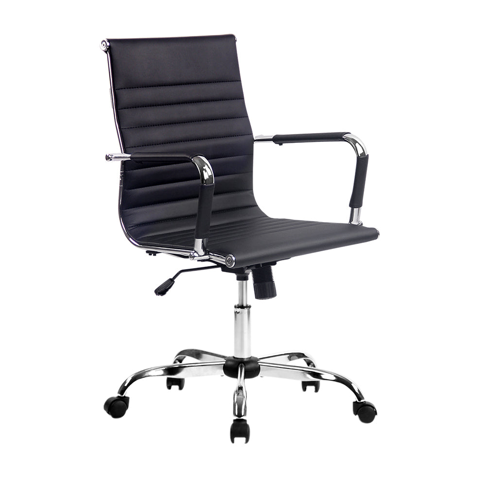 Marlook Office Chair Conference Chairs PU Leather Mid Back Black