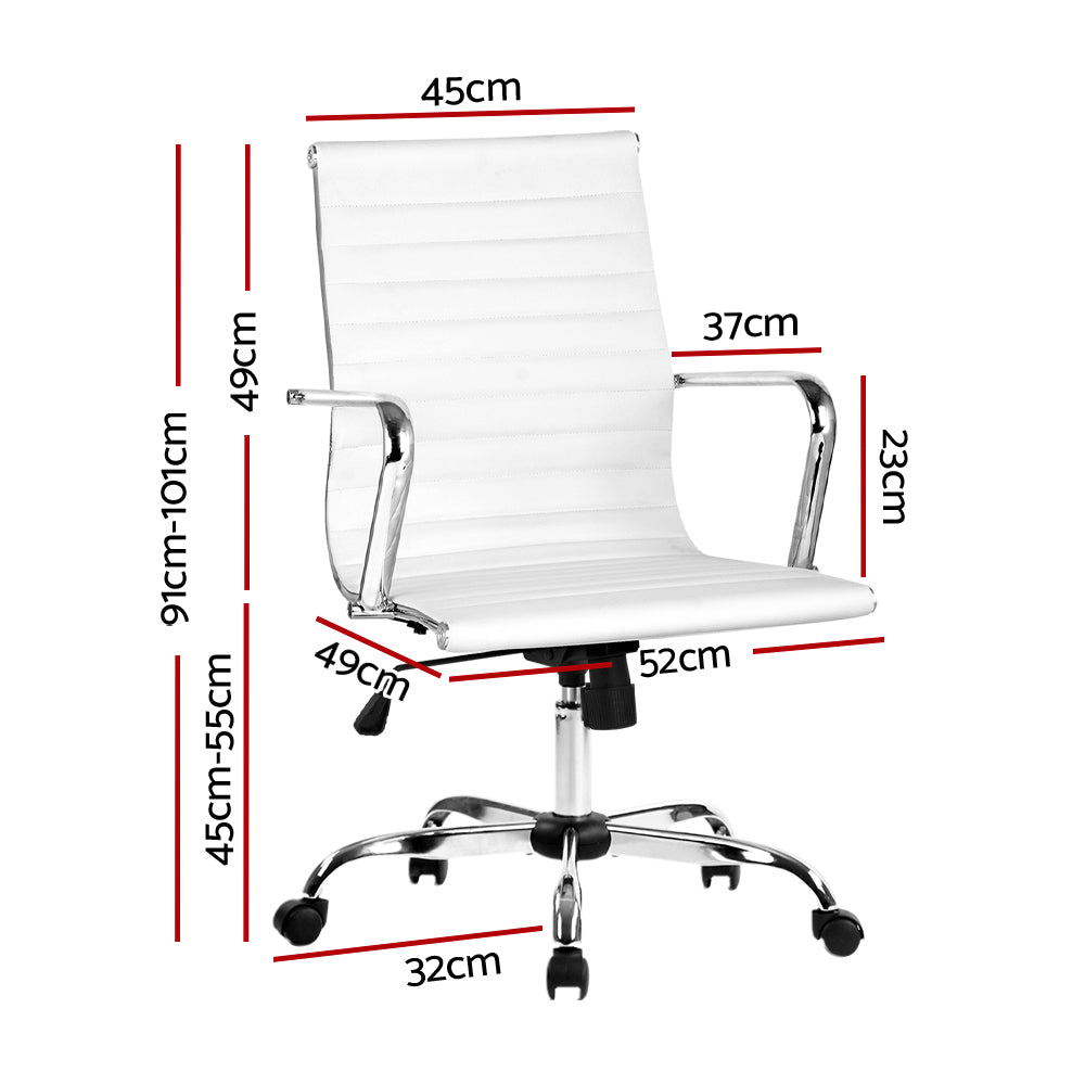 Marlook Office Chair Conference Chairs PU Leather Mid Back White