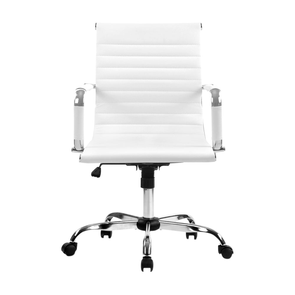 Marlook Office Chair Conference Chairs PU Leather Mid Back White