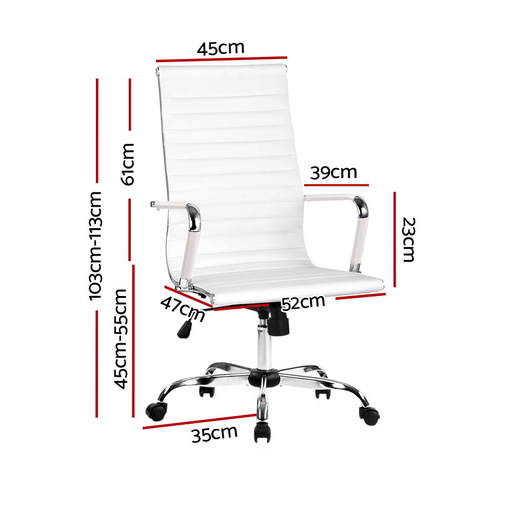 Marlook Office Chair Conference Chairs PU Leather High Back White
