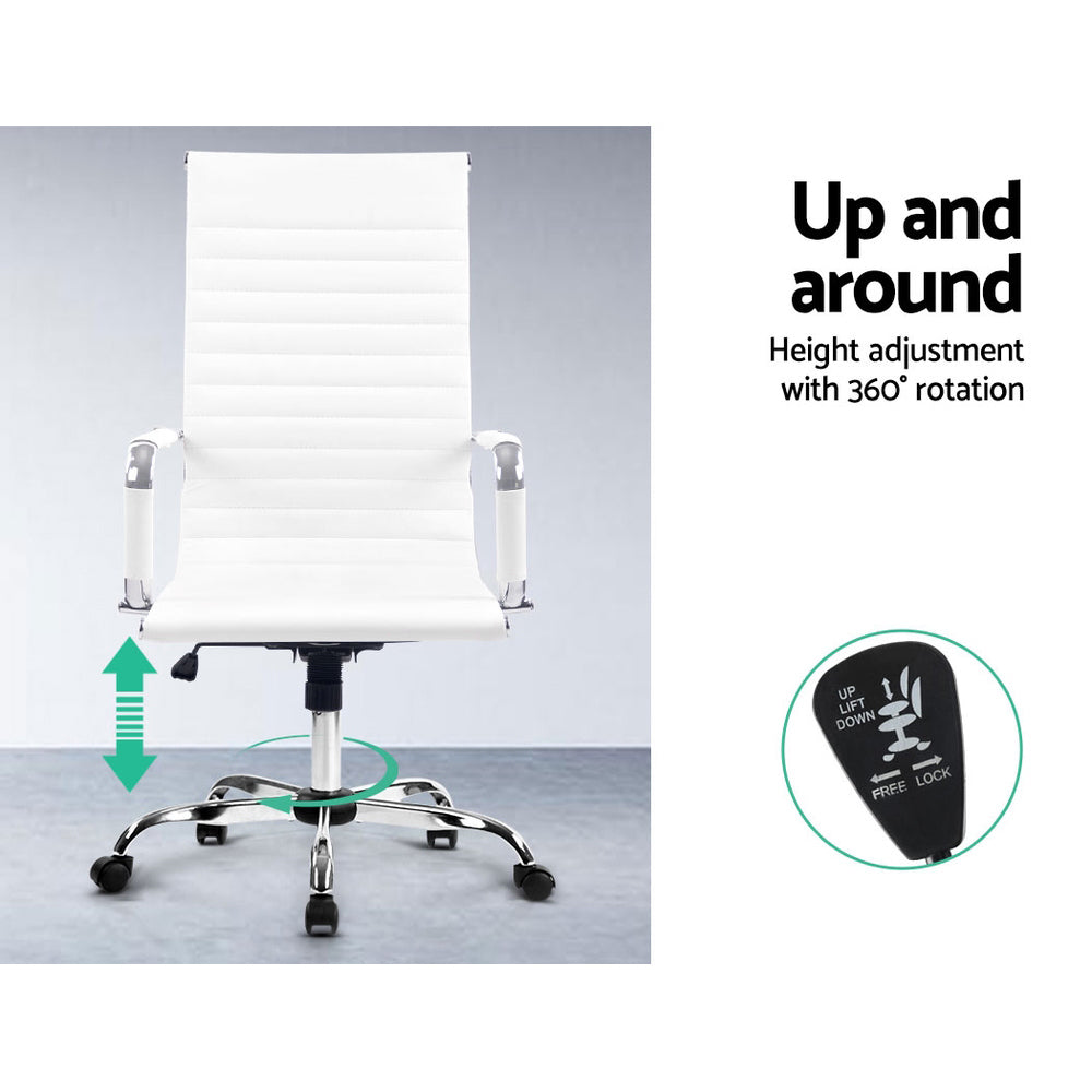 Marlook Office Chair Conference Chairs PU Leather High Back White