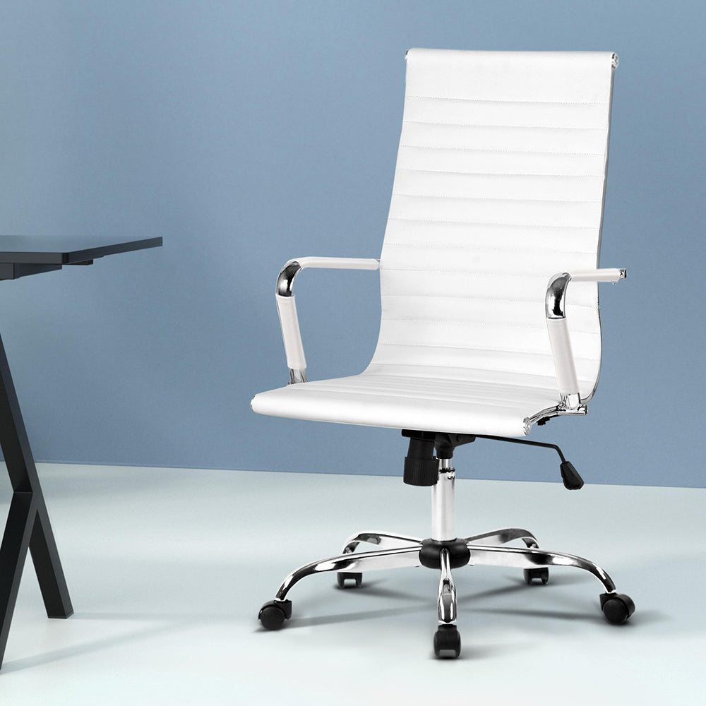 Marlook Office Chair Conference Chairs PU Leather High Back White