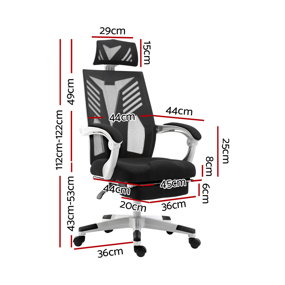 Marlook Mesh Office Chair Recliner Black White
