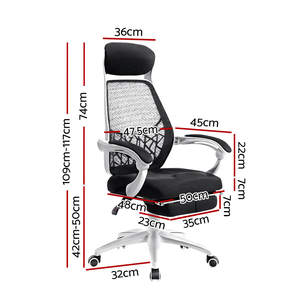 Marlook Mesh Office Chair Recliner Black White