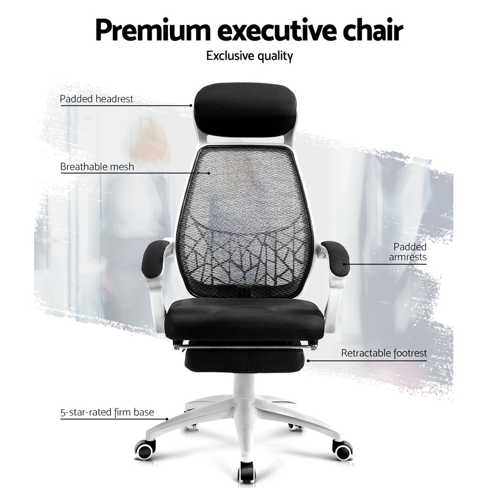 Marlook Mesh Office Chair Recliner Black White