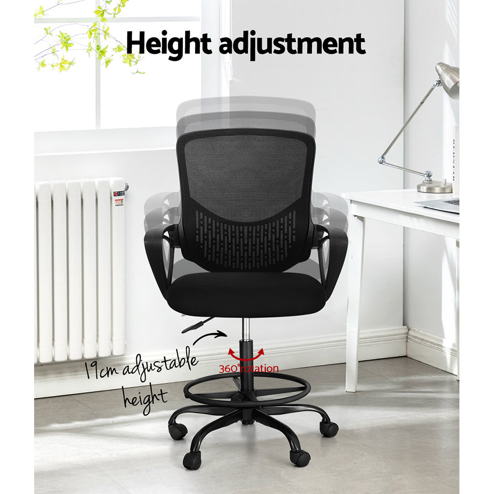 Marlook Office Chair Drafting Stool Computer Standing Desk Mesh Chairs Black