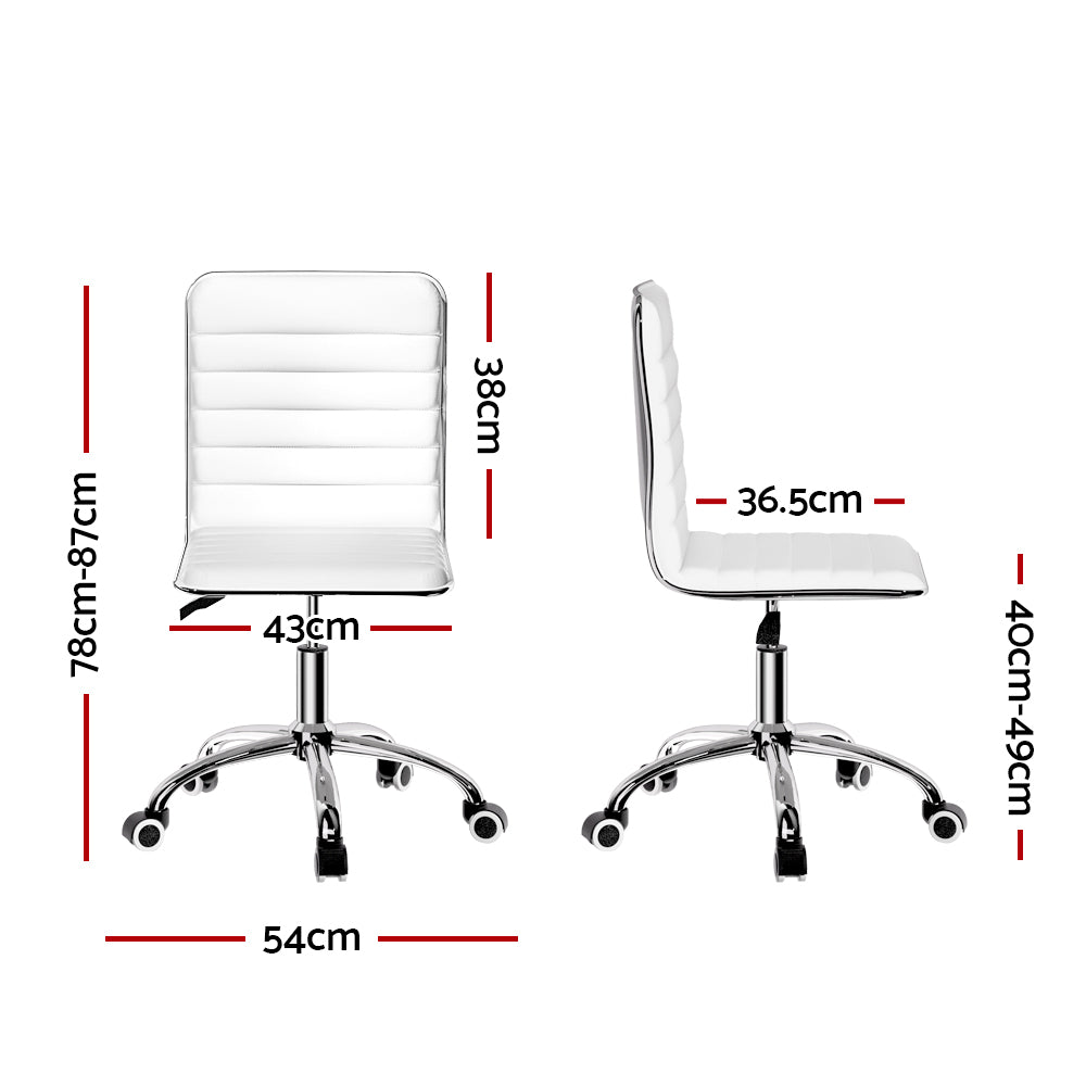 Marlook Office Chair Conference Chairs PU Leather Low Back White