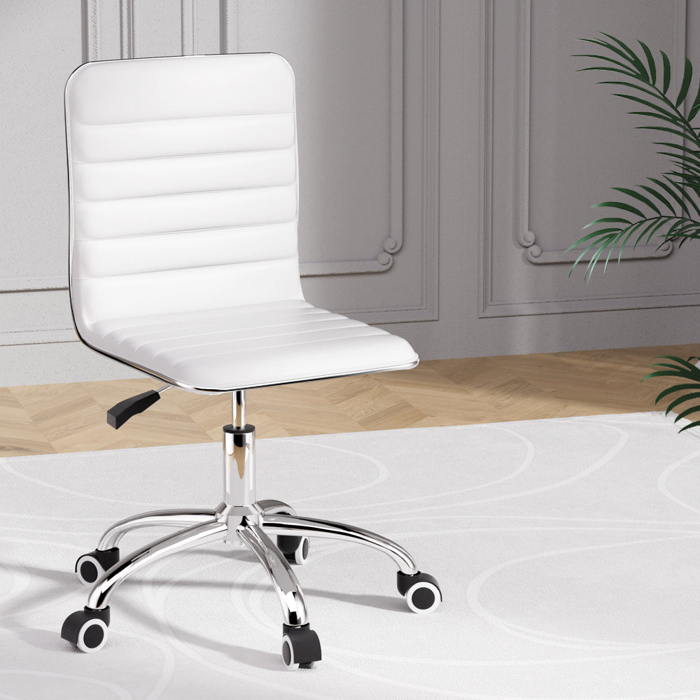 Marlook Office Chair Conference Chairs PU Leather Low Back White