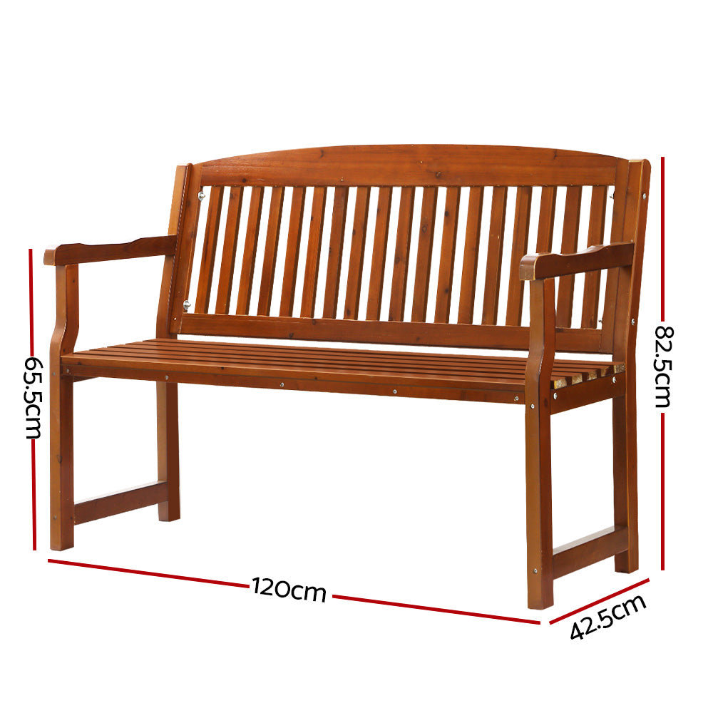 Marlook Outdoor Garden Bench Wooden 2 Seater Lounge Chair Patio Furniture Brown